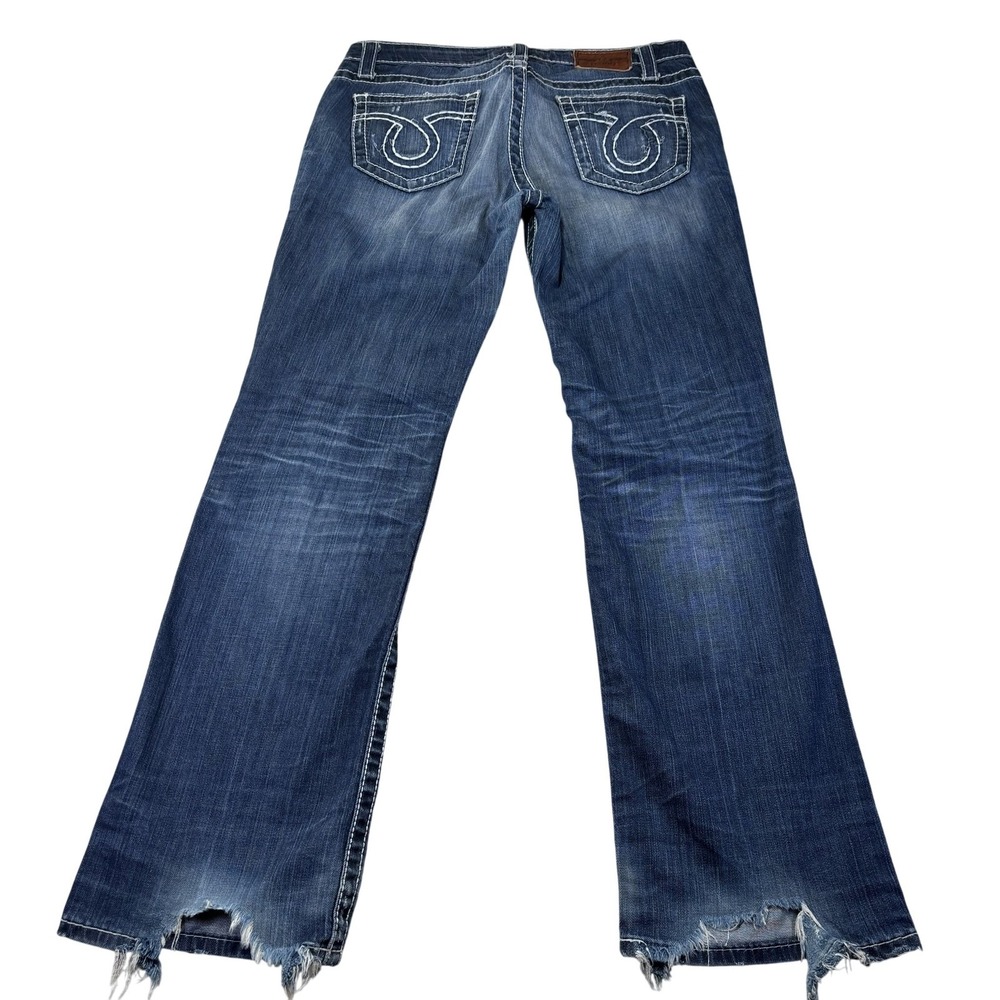 Big Star Miki Bootcut Jeans Womens 30 Blue Med Wash Distressed Embroidered 30x32